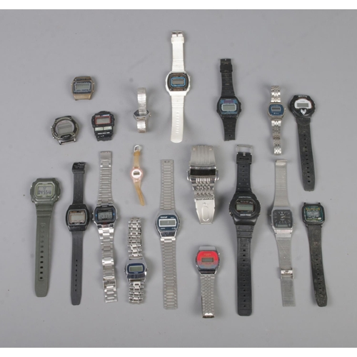 111 - A collection of assorted digital wristwatches to include Timex, Casio, Geekthink, Zeon, Stempo, etc.