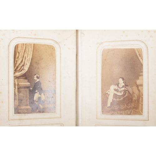 123 - Two Victorian photograph albums with contents of 19th century portraits of men, women and children.