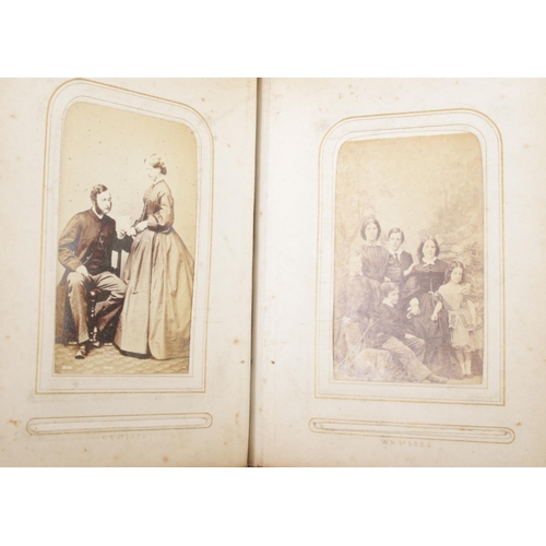 123 - Two Victorian photograph albums with contents of 19th century portraits of men, women and children.