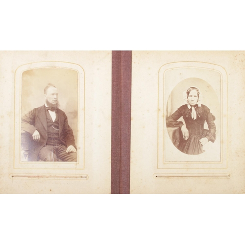 123 - Two Victorian photograph albums with contents of 19th century portraits of men, women and children.