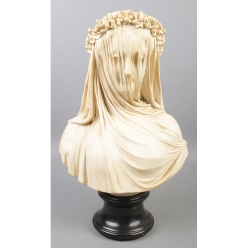 128 - After Antonio Frilli, a reconstituted marble bust of A Veiled Bride. Signed A Frilli, Firenze, Italy... 