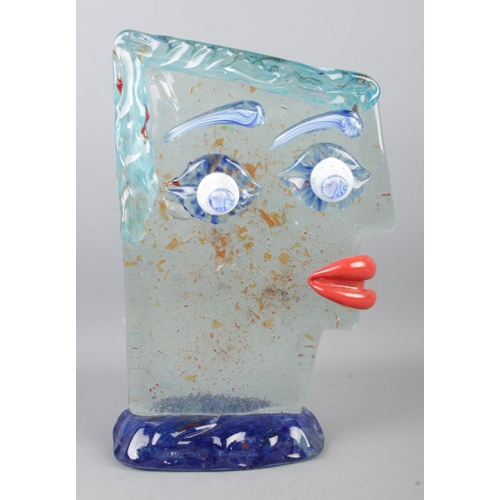 2 - Sandro Frattin (Twentieth Century); A Murano art glass abstract head. With etched signature to the b... 