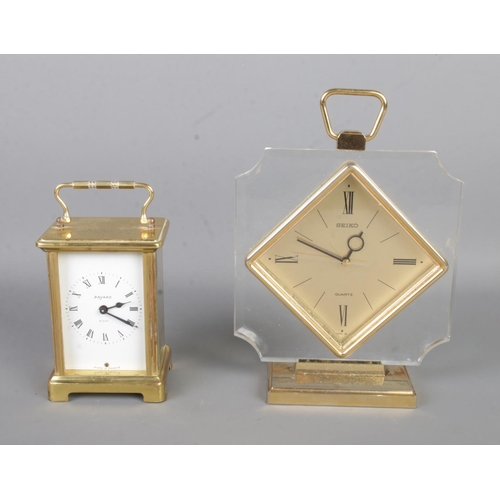 37 - A Bayard French 8-Day carriage clock along with a Seiko quartz clock.