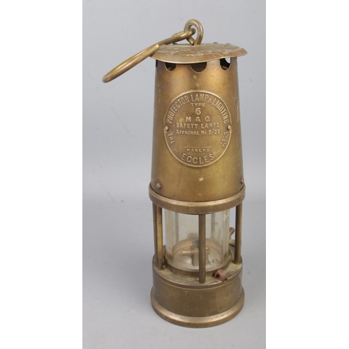 38 - An Eccles Types 6 miners safety lamp by the Protector Lamp & Lighting Co. Ltd.