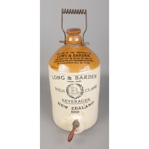 4 - A large stoneware flagon for Long & Barden High Class Beverages, New Zealand 1931. Makers stamp for ... 