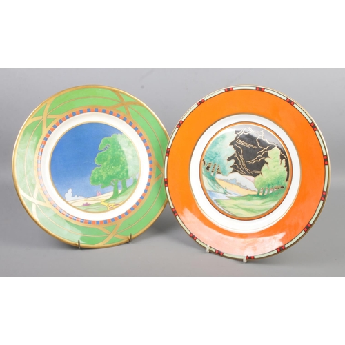 465 - Two Royal Worcester The Art Deco Collection plates decorated in the Blue Lagoon and Lazy Days design... 