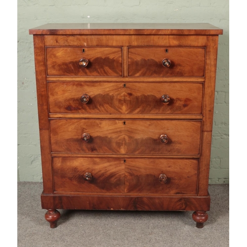 501 - A Victorian chest of drawers featuring tiger stripe handles. Approx. dimensions 105cm x 46cm x 125cm... 