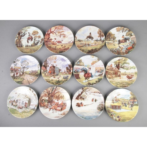 27 - A set of 12 Danbury Mint Royal Worcester Thelwell's Ponies by Norman Thelwell cabinet plates