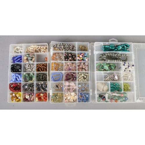 88 - Three small trays of costume jewellery including beaded and gemstone varieties