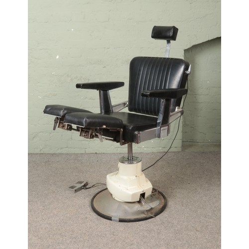 538 - A Belmont Dentist/Barber's chair with black leather and chrome finish.