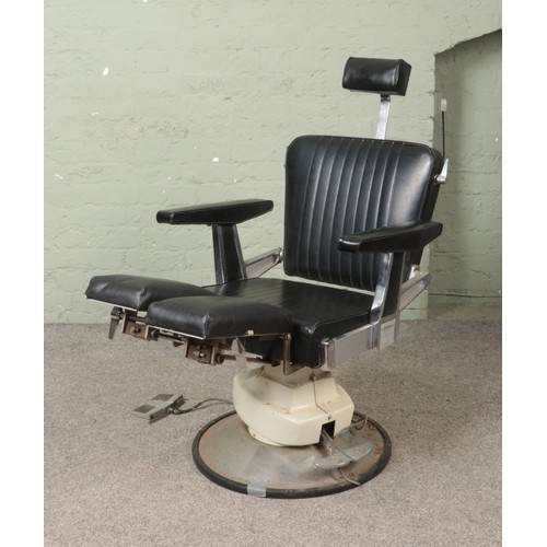 538 - A Belmont Dentist/Barber's chair with black leather and chrome finish.