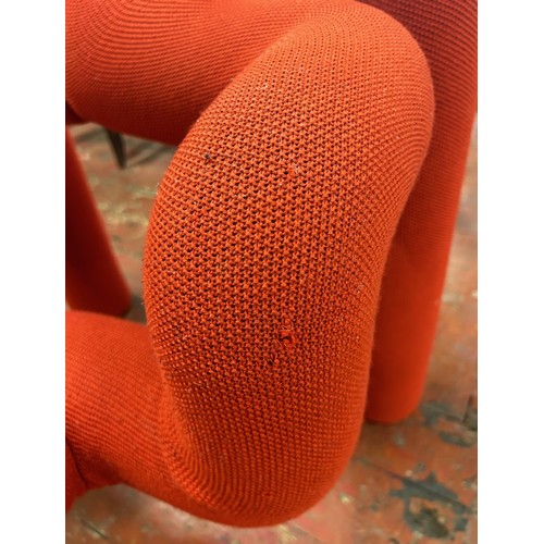 539 - A Varier Ekstrem Chair in red fabric, designed by Terje Ekstrom.