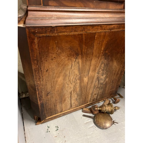 536 - A mahogany long case clock with Moon roller and Arabic numeral hand painted dial and stamped John Wa... 