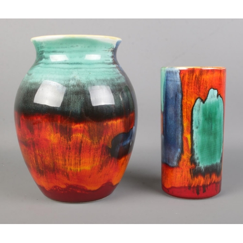 103 - Two pieces of Poole pottery in the Gemstone pattern. To include medium classic vase. Height of talle... 