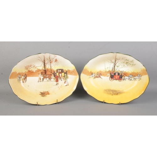 12 - Two Royal Doulton oval dishes, from the 'Coach Days' collection, one bearing Royal Mail cart. Both b... 