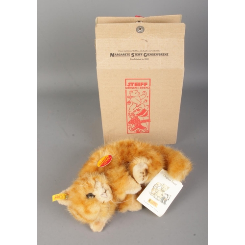 44 - A boxed Steiff Jungkatze 20 orange kitten toy: 074936. All original tags present.