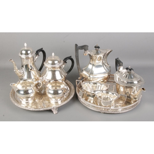 46 - A collection of silver plate. Includes Sheffield silver plate on copper four part tea set, similar C... 