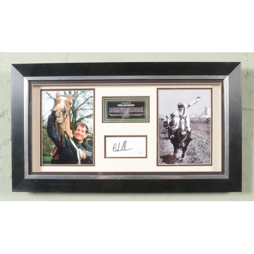 321 - A framed signed montage of Bob Champion, with certificate of authenticity, from Wonderland Memorabil... 