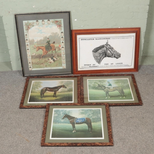 326 - A collection of framed horse racing prints to include 'A Rattling Good Lead' possibly from an 1899 c... 