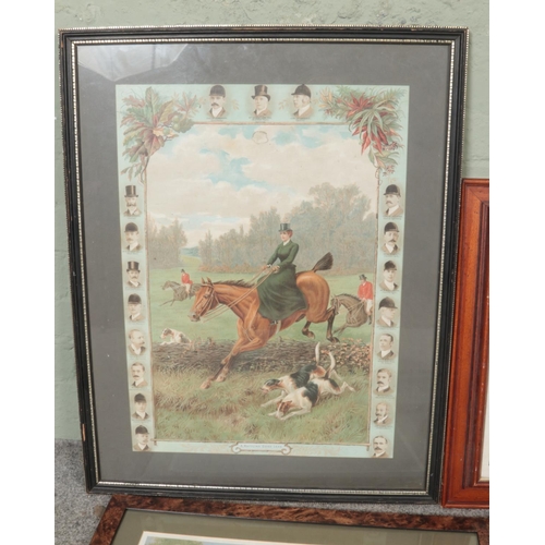 326 - A collection of framed horse racing prints to include 'A Rattling Good Lead' possibly from an 1899 c... 