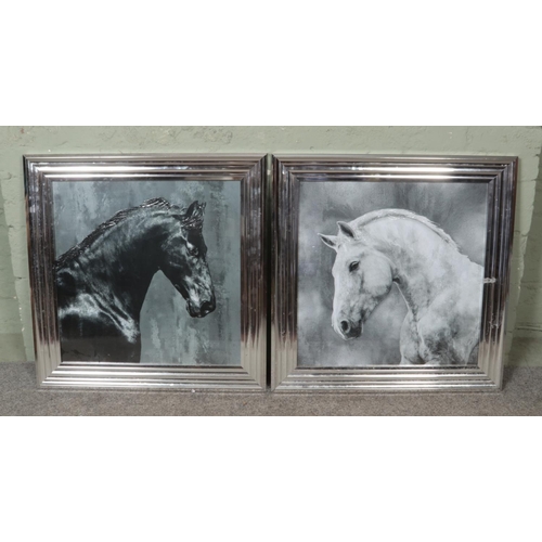 333 - A pair of silvered framed pictures of horses.

75x75cm