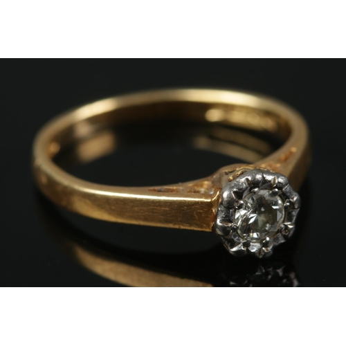 339 - An 18ct gold illusion set moissanite ring, size J 1/2

2.3g