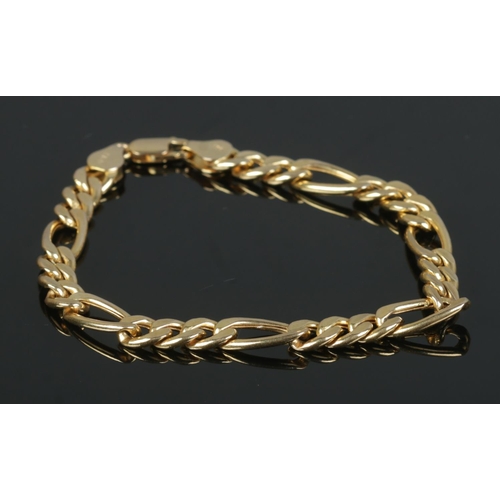 358 - A 14ct Gold figaro link bracelet chain, stamped 14kt to the clasp. Weight: 7.8g Length: 20cm.