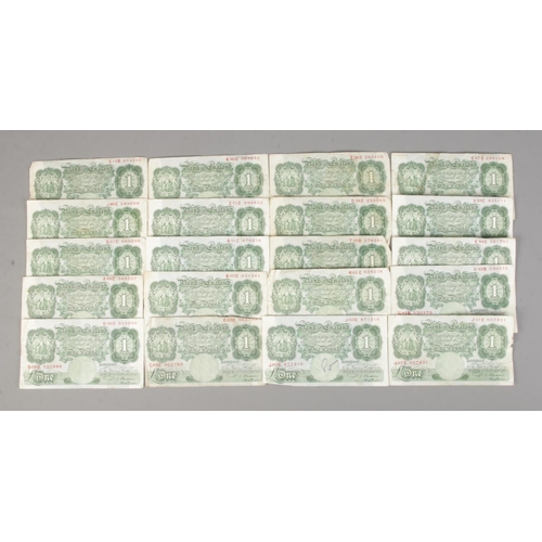 375 - Twenty vintage £1 notes, with Chief Cashier P.S Beale (1949-1955) signature.