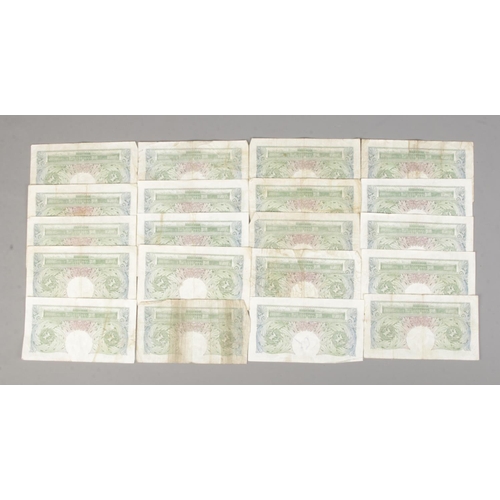 375 - Twenty vintage £1 notes, with Chief Cashier P.S Beale (1949-1955) signature.