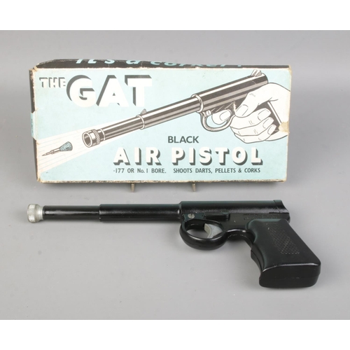 63 - A boxed vintage .177 caliber 'T J Harrington' Gat Umarex sprung barrel air pistol. CANNOT POST OVERS... 