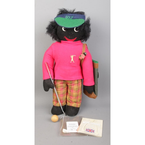 64 - A Merrythought limited edition bear: Golly Golf Player with golf club, bag, ball and matching Golly ... 