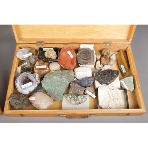 75 - Two specimen chests, containing a large collection of  mineral and geological samples. To include Am... 