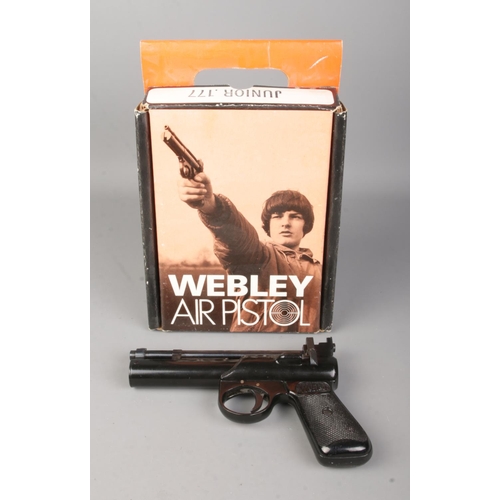 411 - A boxed Webley & Scott Junior MK II .177cal air pistol (1973-76), complete with component parts list... 