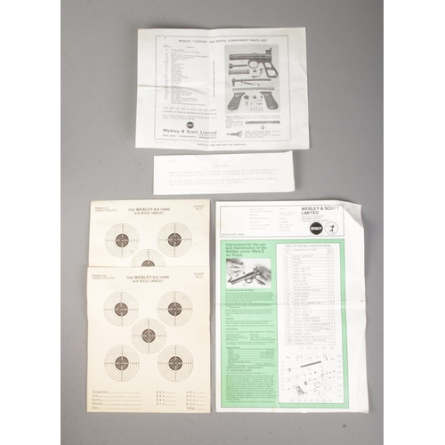 411 - A boxed Webley & Scott Junior MK II .177cal air pistol (1973-76), complete with component parts list... 