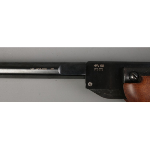 415 - A modified Weihrauch .22cal break barrel air rifle, with HW77 stock and later replaced HW98 barrel. ... 