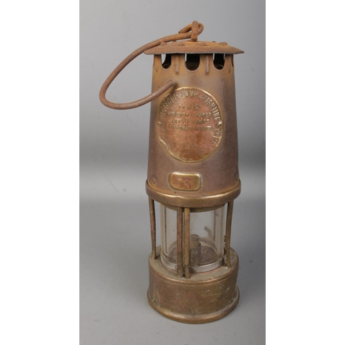 437 - An Eccles Type SL miners safety lamp by the Protector Lamp and Lighting Co. Ltd. No. 53.