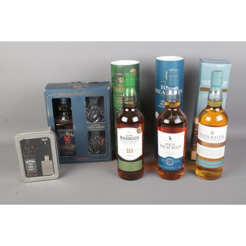 89 - A collection of cased whisky to include Glen Keith, Ben Bracken, Glen Marnoch and Jack Daniels.