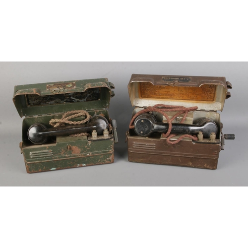 9 - Two Military WWII field telephones to include Telephone Set L and Set L Mk1/1 both in cases.