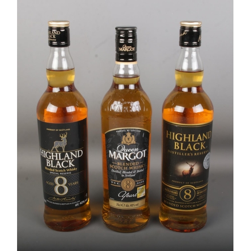 99 - Three bottles of Scotch whisky to include two bottles of Highland Black Distiller's Reserve and one ... 