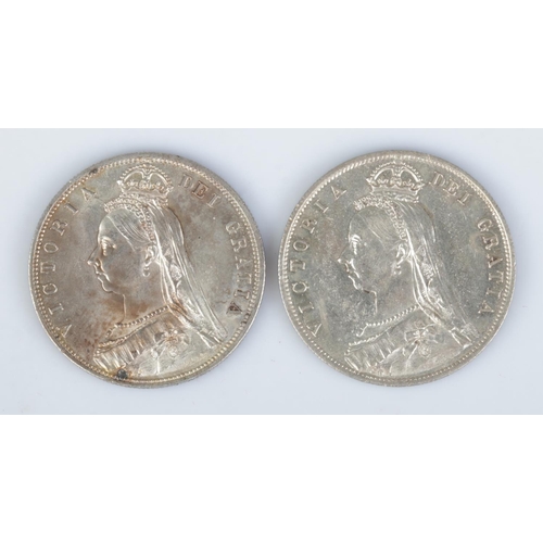 402 - Two Victorian halfcrown coins, 1887 and 1888.