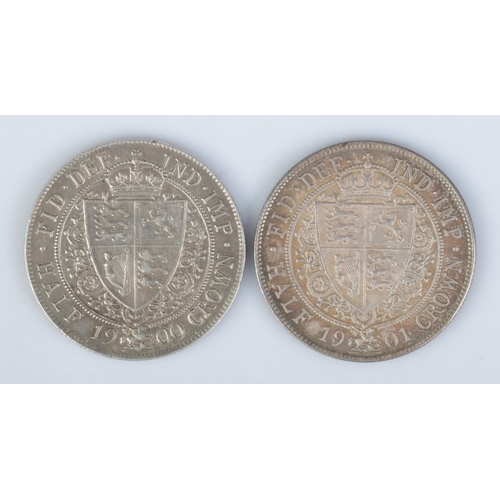 411 - Two Victorian halfcrown coins, 1900 and 1901.