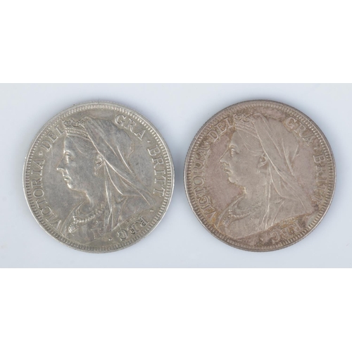 411 - Two Victorian halfcrown coins, 1900 and 1901.