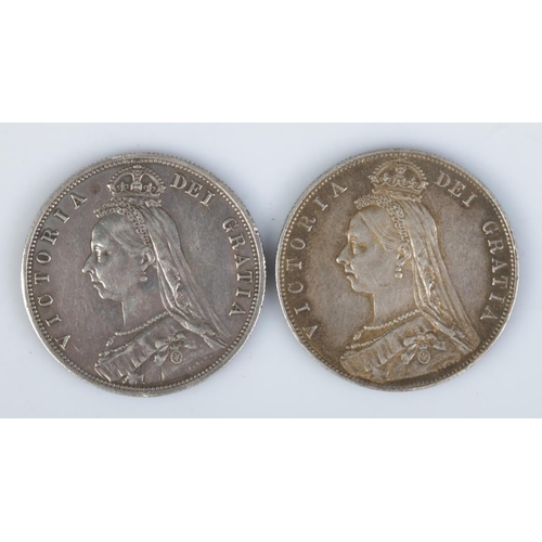 414 - Two Victorian halfcrown coins; 1887 and 1889.