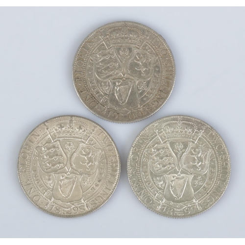 421 - Three Victorian silver florins, dated 1897, 1898 and 1900.