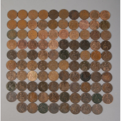 424 - A good collection of British penny coins. Dates almost consecutive run 1860-1967.