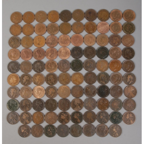 424 - A good collection of British penny coins. Dates almost consecutive run 1860-1967.