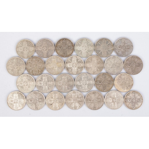 448 - Twenty six George V silver florins. Consecutive run with duplicates 1911-1919.