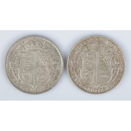 451 - Two George V silver halfcrown coins, 1911 and 1912.