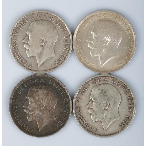 453 - Four George V silver halfcrown coins; 1915 (2), 1916 and 1917.