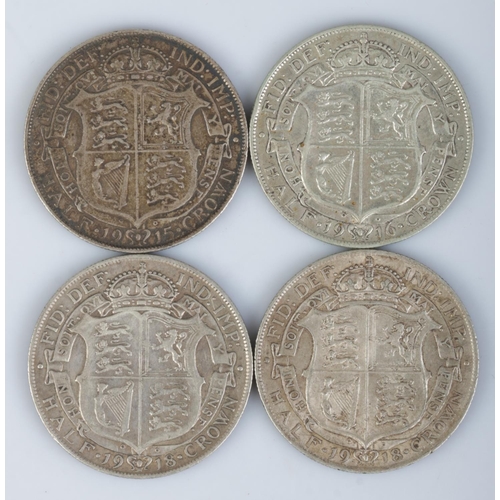 454 - Four George V silver halfcrown coins; 1915, 1916 and 1918 (2).